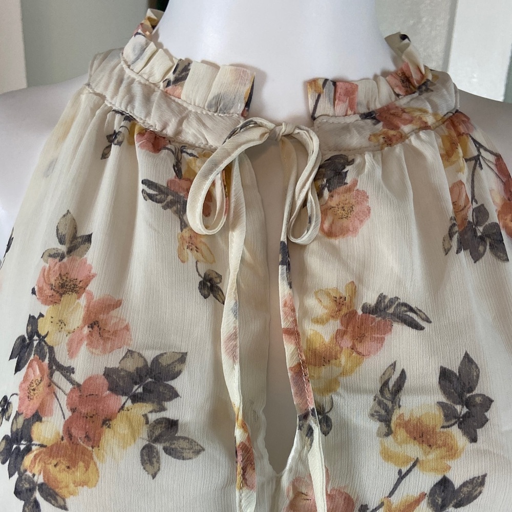 J for Justify Floral Sleeveless Tank Sun Mini Dress Sheer Ruffle 1X Sheer - Picture 5 of 13